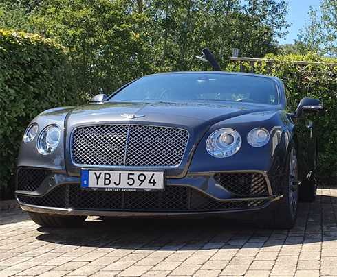 Grå metallic Bentley Continental GT V8 stulen i Hjärup mellan Malmö och Lund